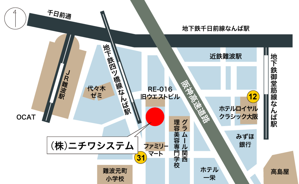 ニチワシステムまでのアクセスマップ