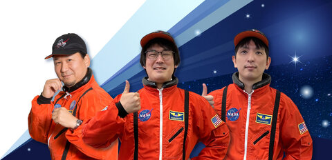 先代社長の洪守八、現NSLスタッフの西川・岡部